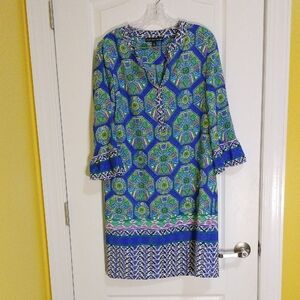 Madison Leigh Blue and Green Geometric Dress